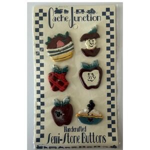 Cache Junction Semi Stone Handcrafted Buttons Apple Strawberry Unique N-705